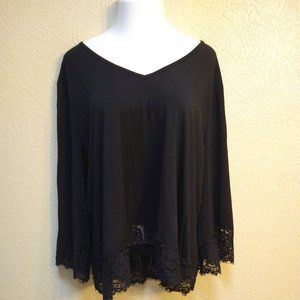 Avenue Black Tunic with Lace Accents Plus 26/28